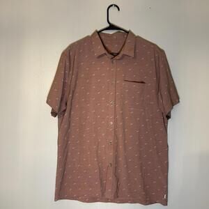 Vuori Bridge Short Sleeve Button Down Shirt Light Terracotta Dagger Red Size XL